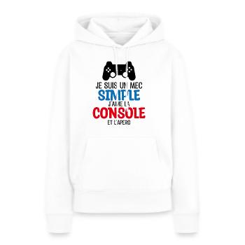 console et apéro - Sweat à capuche Premium bio Femme - blanc - Devant - Julia (174cm)