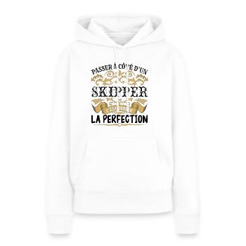 Skipper | le Meilleur cadeau Skipper - Sweat à capuche Premium bio Femme - blanc - Devant - Julia (174cm)