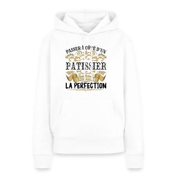 Patissier | le Meilleur cadeau Patissier - Sweat à capuche Premium bio Femme - blanc - Devant - Julia (174cm)