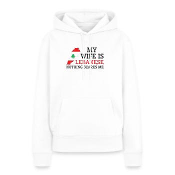 Rien ne me fait peur, épouse libanaise - Sweat à capuche Premium bio Femme - blanc - Devant - Julia (174cm)
