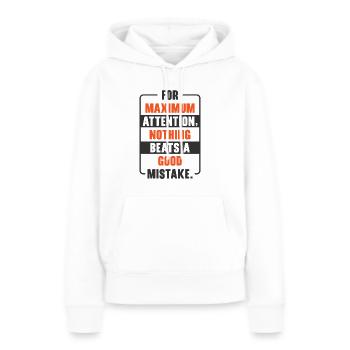 Attention maximale Bonnes erreurs - Sweat à capuche Premium bio Femme - blanc - Devant - Julia (174cm)