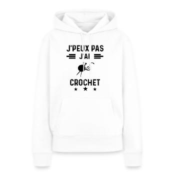 j'peux pas j'ai crochet laine couture - Sweat à capuche Premium bio Femme - blanc - Devant - Julia (174cm)