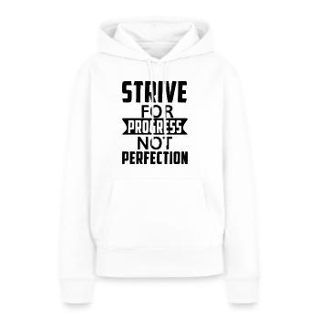 Viser le progrès et non la perfection - Motivation - Sweat à capuche Premium bio Femme - blanc - Devant - Julia (174cm)