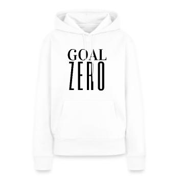 Ziel Null Ehrgeiz | Sicherheitskampagne Slogan Geschenk - Frauen Premium Bio Hoodie - Weiß - Vorne - Julia (174cm)