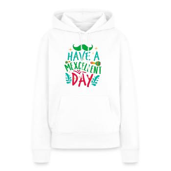 PASSEZ UN EXCELLENT JOUR 2 - Sweat à capuche Premium bio Femme - blanc - Devant - Julia (174cm)