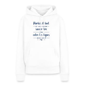 Je vais être encore grande soeur - Sweat à capuche Premium bio Femme - blanc - Devant - Julia (174cm)