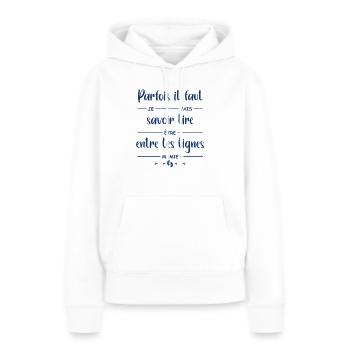 fmamie 3 - Sweat à capuche Premium bio Femme - blanc - Devant - Julia (174cm)