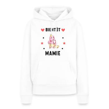 Bientôt mamie Dinosaure annonce grossesse - Sweat à capuche Premium bio Femme - blanc - Devant - Julia (174cm)