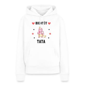 Bientôt tata Dinosaure annonce grossesse - Sweat à capuche Premium bio Femme - blanc - Devant - Julia (174cm)