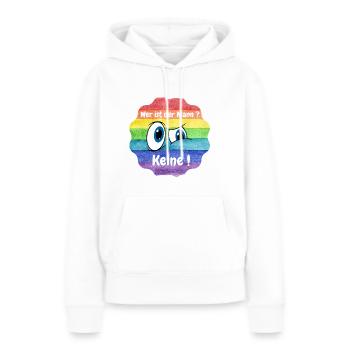 Wer ist der Mann in der Beziehung, Lesbian, CSD - Frauen Premium Bio Hoodie - Weiß - Vorne - Julia (174cm)