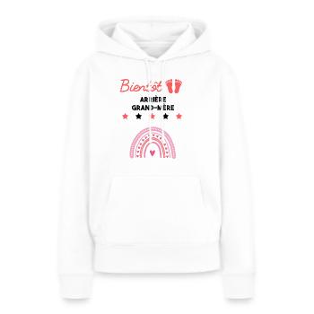 Bientôt arrière-grand-mère grossesse famille - Sweat à capuche Premium bio Femme - blanc - Devant - Julia (174cm)