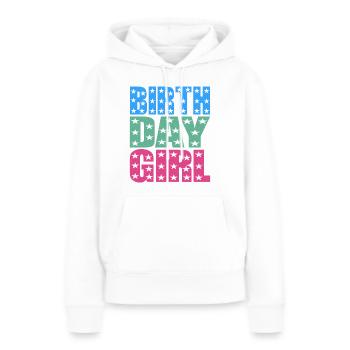 fille d’anniversaire - Sweat à capuche Premium bio Femme - blanc - Devant - Julia (174cm)