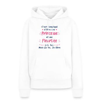 Princesse fleuriste - Sweat à capuche Premium bio Femme - blanc - Devant - Julia (174cm)