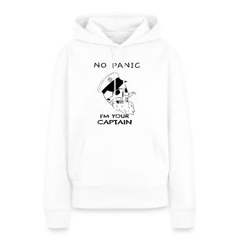 Drôle de crâne PAS de panique - Sweat à capuche Premium bio Femme - blanc - Devant - Julia (174cm)