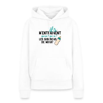 Les Joies du Biberon de Minuit - Sweat à capuche Premium bio Femme - blanc - Devant - Julia (174cm)