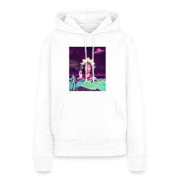 La divinité de l’espace dans Retrowave - Sweat à capuche Premium bio Femme - blanc - Devant - Julia (174cm)