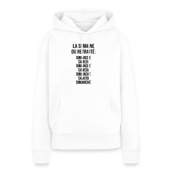 La Semaine du Retraité - Sweat à capuche Premium bio Femme - blanc - Devant - Julia (174cm)