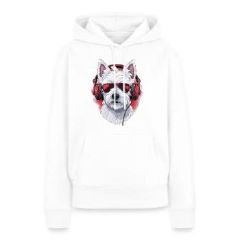 Westie with headphones - Women’s Premium Organic Hoodie - white - Front - Julia (174cm)