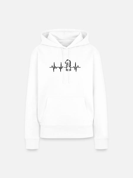 Schach Herzlinie - Frauen Premium Bio Hoodie - Weiß