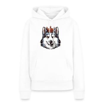Alaskan Malamute Cooler Hund mit Königskrone - Frauen Premium Bio Hoodie - Weiß - Vorne - Julia (174cm)