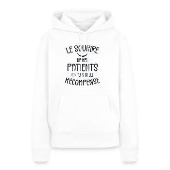 Le Sourire De Mes Patients, Ma Belle Récompense - Sweat à capuche Premium bio Femme - blanc - Devant - Julia (174cm)
