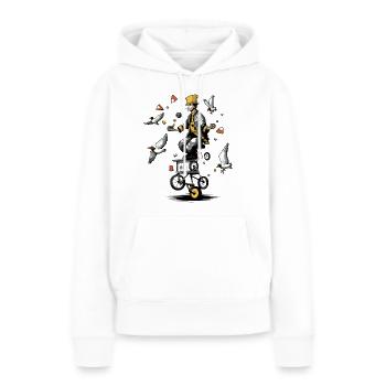 Jacky le jongleur - Sweat à capuche Premium bio Femme - blanc - Devant - Julia (174cm)