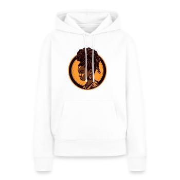 Afro Black Kid Young Girl Empowerment Gold - Sweat à capuche Premium bio Femme - blanc - Devant - Julia (174cm)