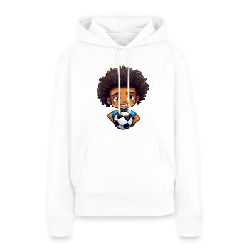 Afro Black Kid Boy Girl Soccer - Sweat à capuche Premium bio Femme - blanc - Devant - Julia (174cm)