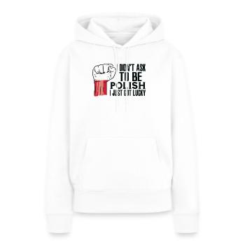 Polnischer Stolz Polnische Flagge Gewachsen - Frauen Premium Bio Hoodie - Weiß - Vorne - Julia (174cm)