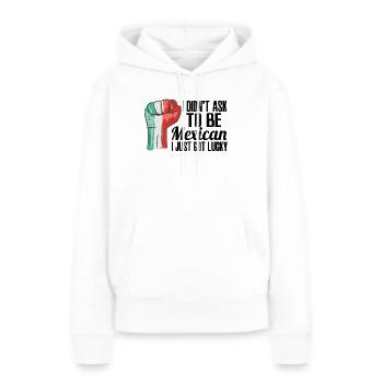 Fierté mexicaine Drapeau mexicain Racines mexicaines cultivées - Sweat à capuche Premium bio Femme - blanc - Devant - Julia (174cm)