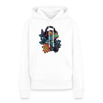 Flora Frog DJ EDM Festival Rave - Sweat à capuche Premium bio Femme - blanc - Devant - Julia (174cm)