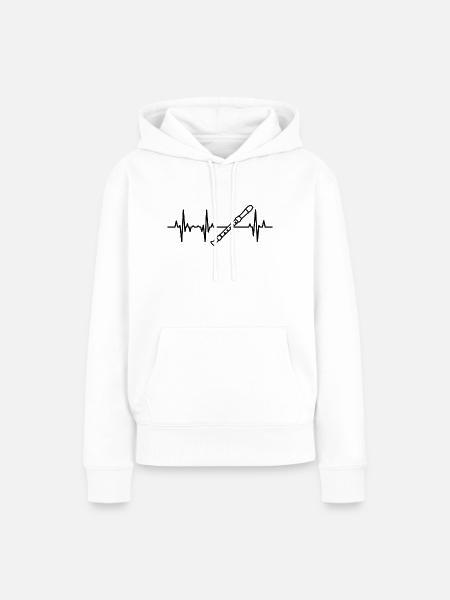 Flöte Herzlinie - Frauen Premium Bio Hoodie - Weiß