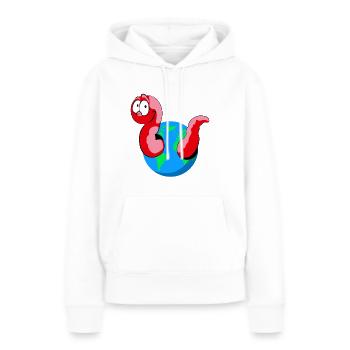 Regenwurm auf Weltkugel - Frauen Premium Bio Hoodie - Weiß - Vorne - Julia (174cm)