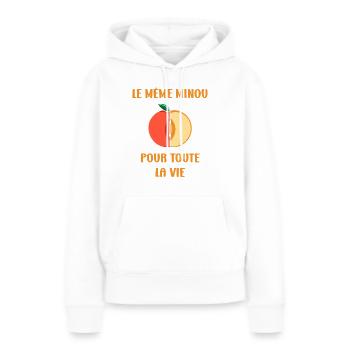 EVG Le Même Minou pour toute la vie - Sweat à capuche Premium bio Femme - blanc - Devant - Julia (174cm)