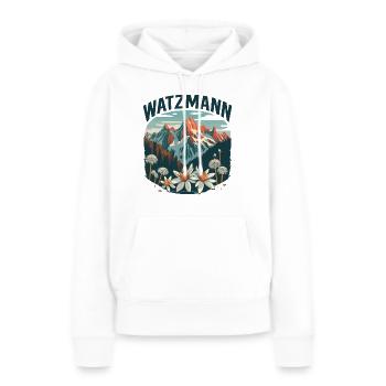 Fleurs alpines, Berg, Watzmann, Bavière, Berchtesgaden - Sweat à capuche Premium bio Femme - blanc - Devant - Julia (174cm)