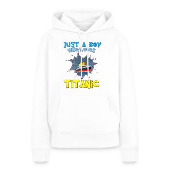 Titanic, ce garçon aime le RMS Titanic - Sweat à capuche Premium bio Femme - blanc - Devant - Julia (174cm)