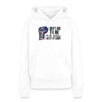 Dakota du Nord Américain U.S. Patriot USA Cultivé - Sweat à capuche Premium bio Femme - blanc - Devant - Julia (174cm)