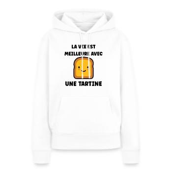 Tartine - Sweat à capuche Premium bio Femme - blanc - Devant - Julia (174cm)