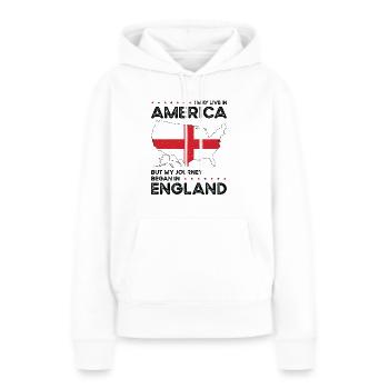 Lieu de naissance : Anglais, Angleterre, Américain, États-Unis - Sweat à capuche Premium bio Femme - blanc - Devant - Julia (174cm)