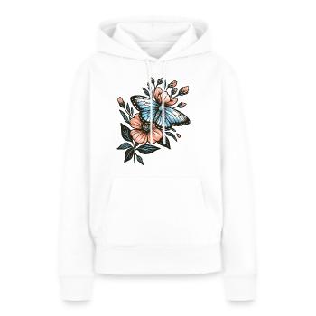 Schmetterling auf Blume - Frauen Premium Bio Hoodie - Weiß - Vorne - Julia (174cm)