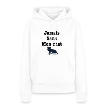 Jamais Sans Mon chat - Sweat à capuche Premium bio Femme - blanc - Devant - Julia (174cm)
