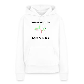 Dieu merci, c’est le jour du graphique boursier du lundi Marché boursier - Sweat à capuche Premium bio Femme - blanc - Devant - Julia (174cm)