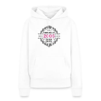 Cadeau Anniversaire 18 Ans Fille Née En 2006 18Ans - Sweat à capuche Premium bio Femme - blanc - Devant - Julia (174cm)