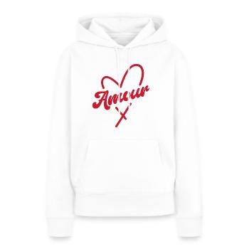 Amour - Frauen Premium Bio Hoodie - Weiß - Vorne - Julia (174cm)