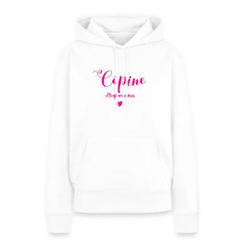 copine et toujours raison - Sweat à capuche Premium bio Femme - blanc - Devant - Julia (174cm)