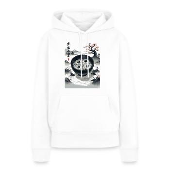 Globe oculaire Ramen Yokai Japon Ukiyo-e Art - Sweat à capuche Premium bio Femme - blanc - Devant - Julia (174cm)