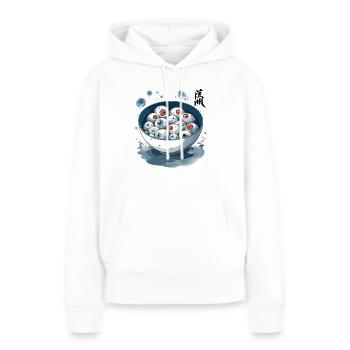 Globe oculaire Ramen Ukiyo-E Occulte Japon Art - Sweat à capuche Premium bio Femme - blanc - Devant - Julia (174cm)