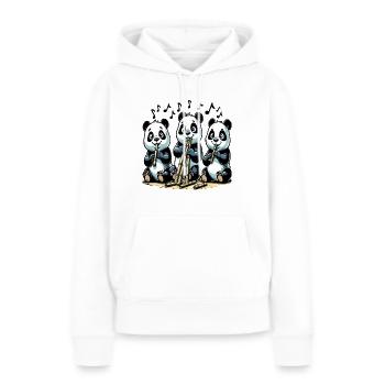 Pandas au concert de flûte en bambou - Sweat à capuche Premium bio Femme - blanc - Devant - Julia (174cm)