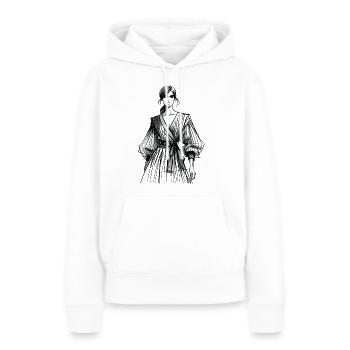 Modèle de défilé à la mode - Sweat à capuche Premium bio Femme - blanc - Devant - Julia (174cm)