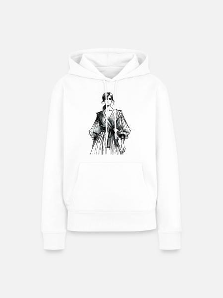 Modisches Laufstegmodell - Frauen Premium Bio Hoodie - Weiß